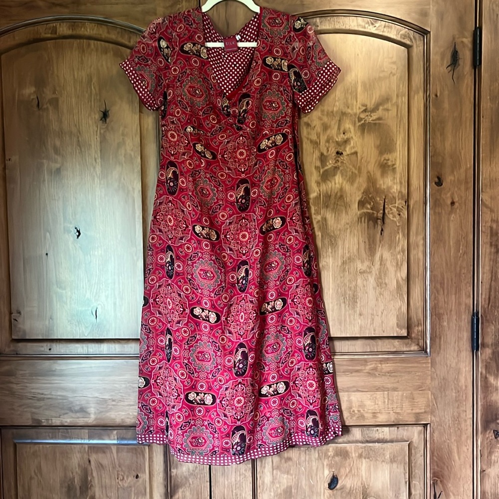 Silk By Johnny Was Dress and Red Slip